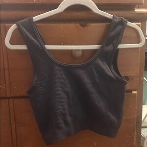 Black Ribbed Crop Top